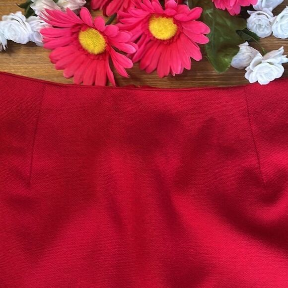 VINTAGE 90s maggie lawrence red wool skirt size 12 - Picture 2 of 10